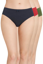 Inner Elastic Solid Mid Rise Bikini Panties (Pack of 3)