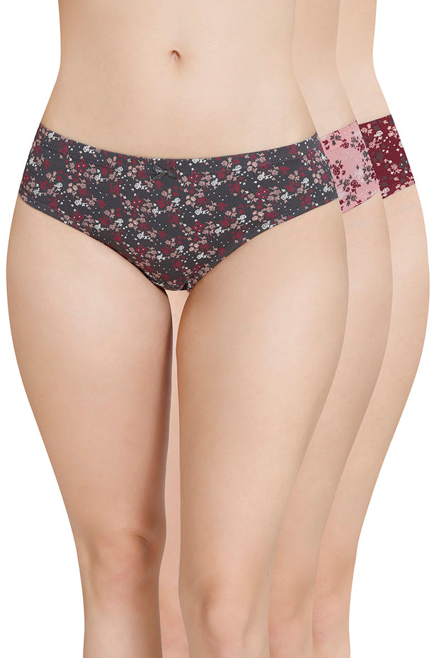 Inner Elastic Printed Mid Rise Bikini Panty (Pack of 3)