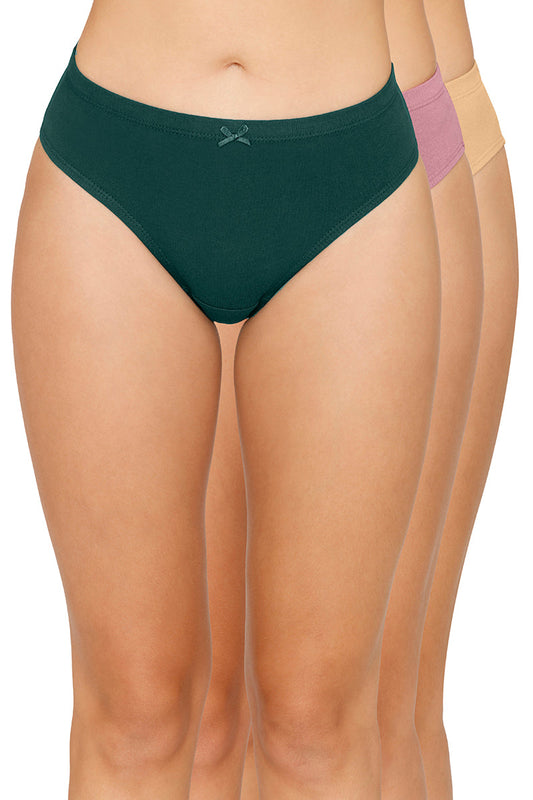 Inner Elastic Solid Mid Rise Bikini Panty (Pack of 3)