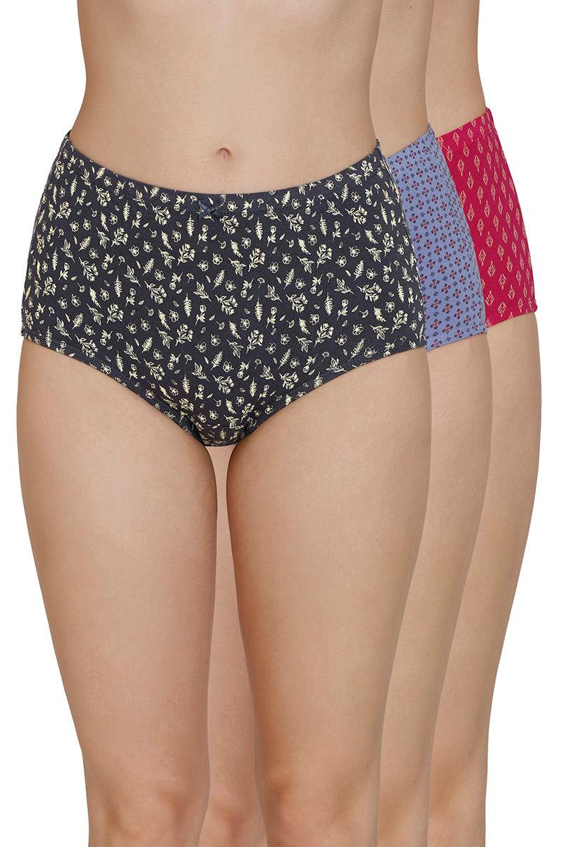 Inner Elastic Print High Rise Full Brief Panties (Pack of 3) - Image 1 of 7