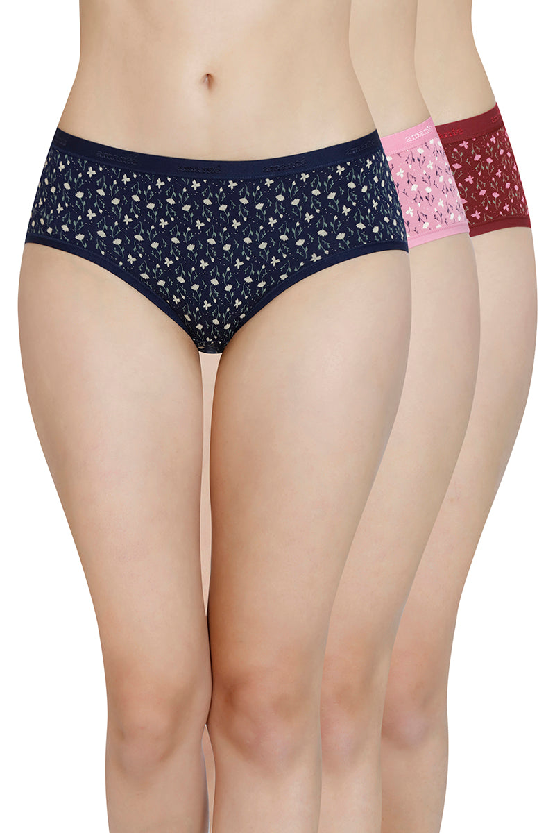Printed Mid Rise Hipster Panty (Pack of 3)