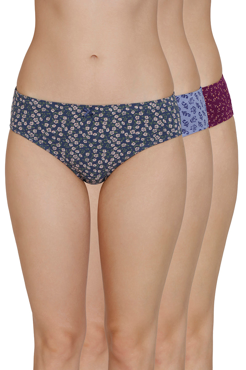 Inner Elastic Print Mid Rise Bikini Panties (Pack of 3) - Image 1 of 7