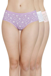 Printed Mid Rise Hipster Panty (Pack of 3) - color option