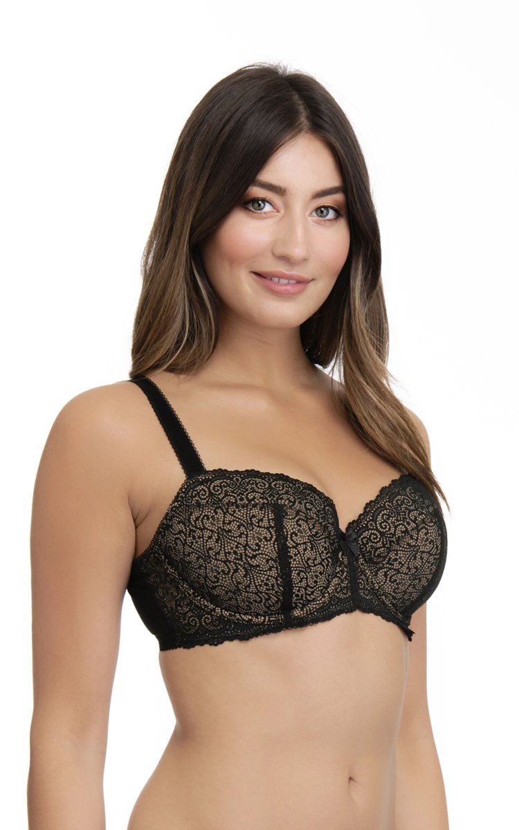 Ultimo Heritage Lace Padded Wired Bra - Black With Sesame