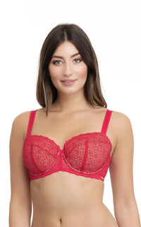 Ultimo Heritage Lace Padded Wired Bra - True Red With Sesame - color option