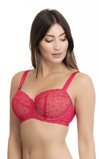 Ultimo Heritage Lace Padded Wired Bra - True Red With Sesame thumbnail 2