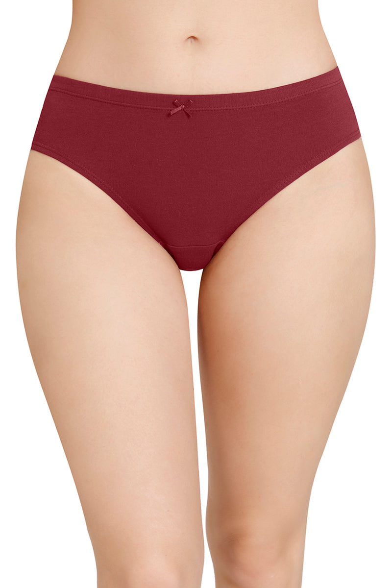Inner Elastic Solid Mid Rise Bikini Panties (Pack of 3)