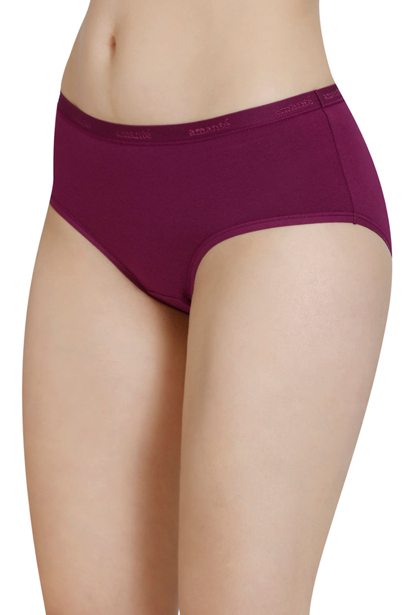 Solid Mid Rise Hipster Panty (Pack of 3)