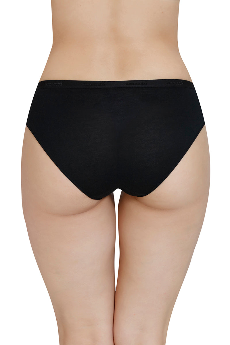 Solid Mid Rise Modal Bikini Panty - Black