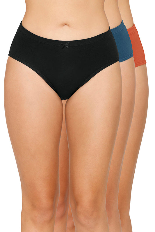 Inner Elastic Solid Mid Rise Hipster Panty (Pack of 3)