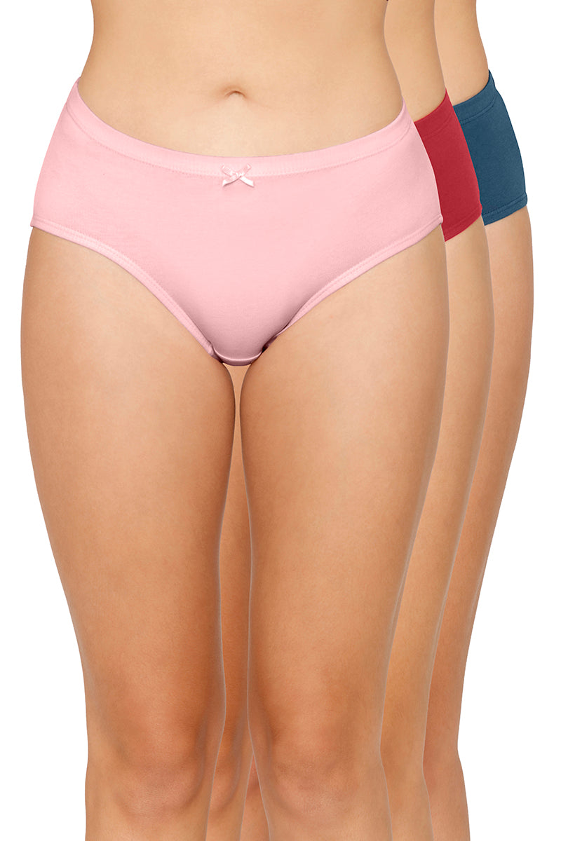 Inner Elastic Solid Mid Rise Hipster Panty (Pack of 3)