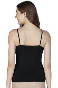 Spaghetti Strap Body Hugging Modal Camisole (Pack of 2) - Black-Nude thumbnail 3