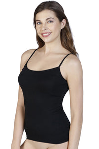 Spaghetti Strap Body Hugging Modal Camisole (Pack of 2) - Black-White thumbnail 2