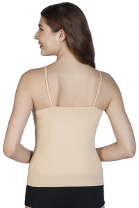 Spaghetti Strap Body Hugging Modal Camisole (Pack of 2) - Nude-White thumbnail 3