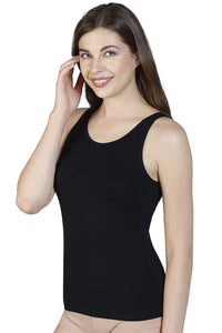 Broad Straps Body Hugging Modal Vest (Pack of 2) - Black-White thumbnail 2