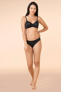 Satin Edge Bikini Panty - Black thumbnail 4