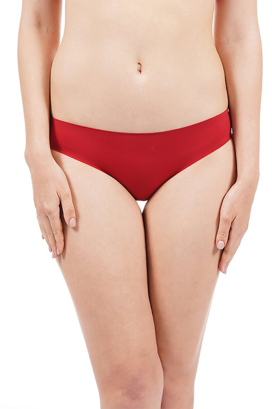Silicone Flock Bikini Panty - Red
