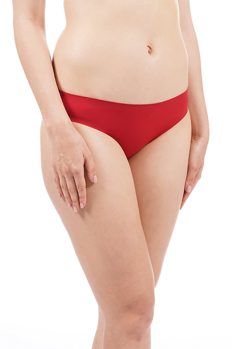 Silicone Flock Bikini Panty - Red