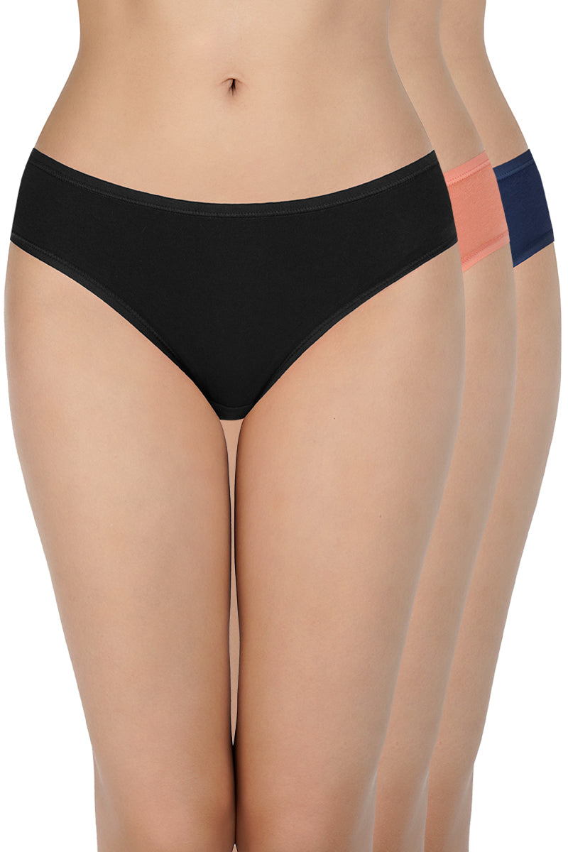 Solid Low Rise Bikini (Pack of 3)