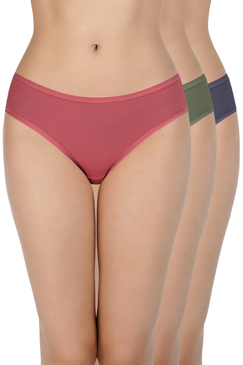 Solid Low Rise Bikini Panties (Pack of 3)