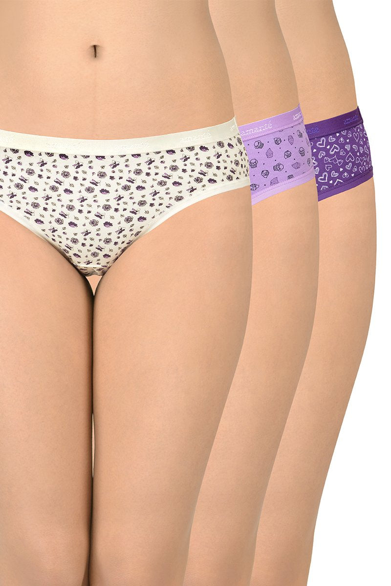 Printed Low Rise Bikini (Pack of 3) - Image 1 of 4