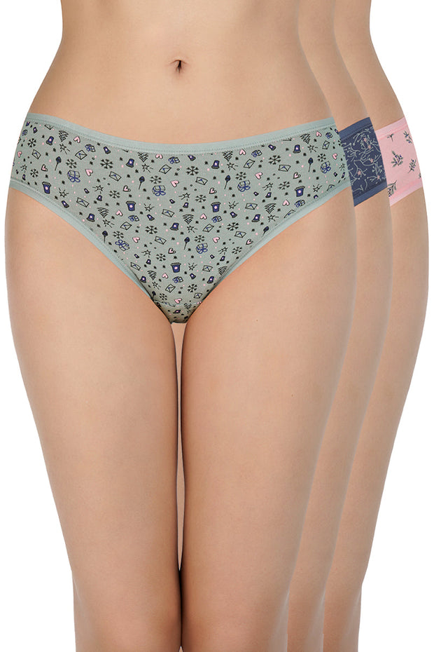 Printed Low Rise Bikini (Pack of 3)