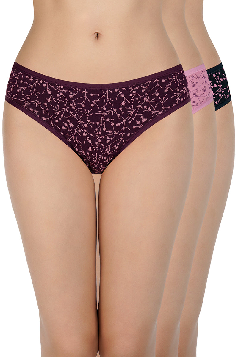Printed Low Rise Bikini (Pack of 3) - Image 1 of 10