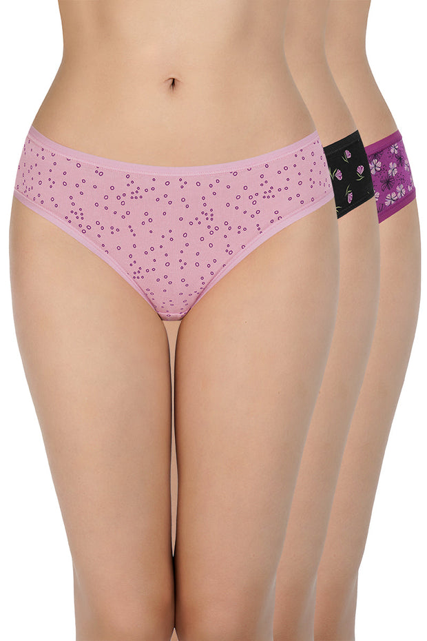 Printed Mid Rise Bikini Panty (Pack of 3)