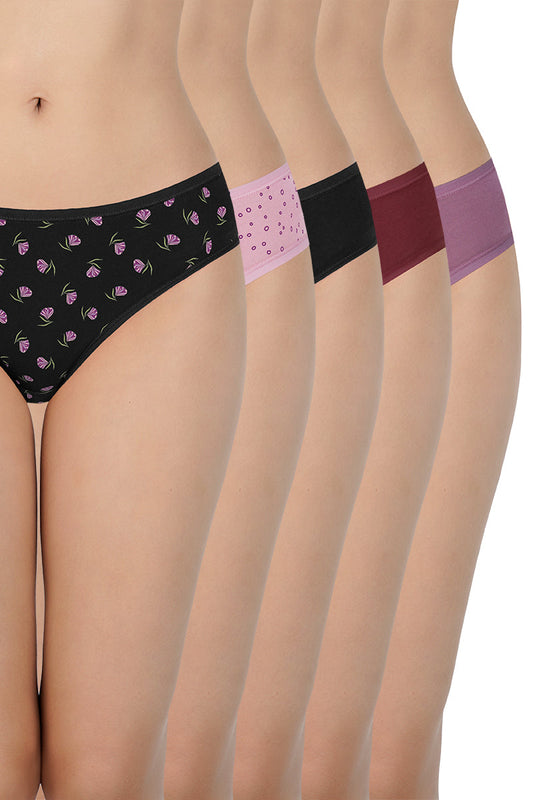 Assorted Mid Rise Bikini Panty (Pack of 5)