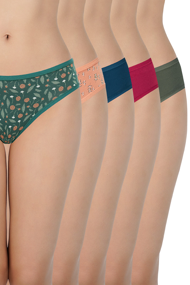 Assorted Mid Rise Bikini Panty (Pack of 5)