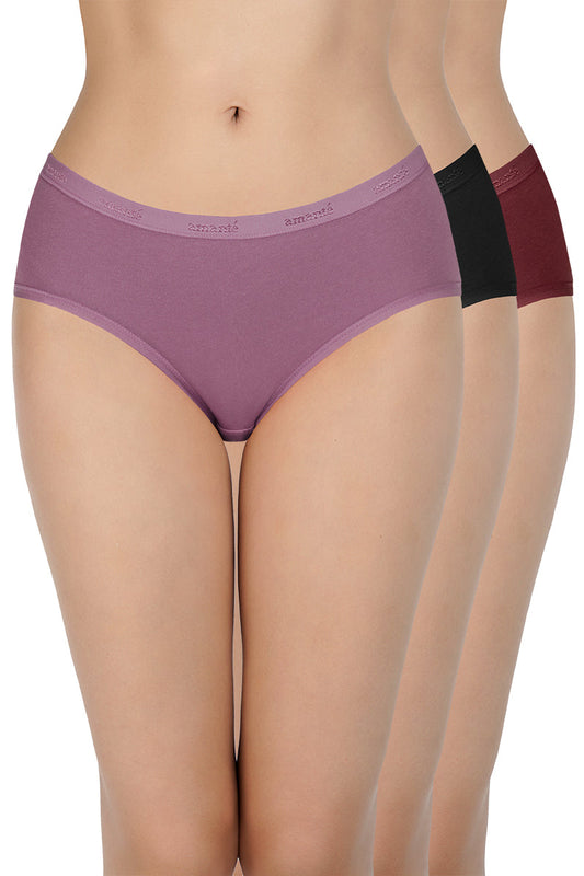 Solid Mid Rise Hipster Panty (Pack of 3)