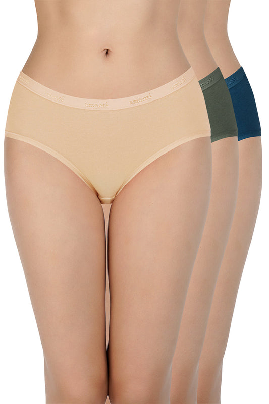 Solid Mid Rise Hipster Panty (Pack of 3)