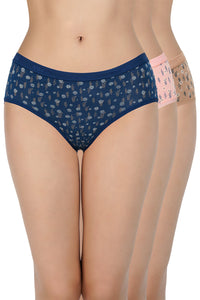 Printed Mid Rise Hipster Panty (Pack of 3) - color option