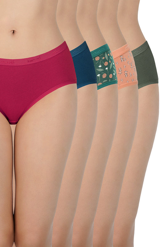 Assorted Mid Rise Hipster Panty (Pack of 5)