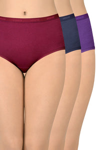 Solid High Rise Full Brief (Pack of 3) - color option