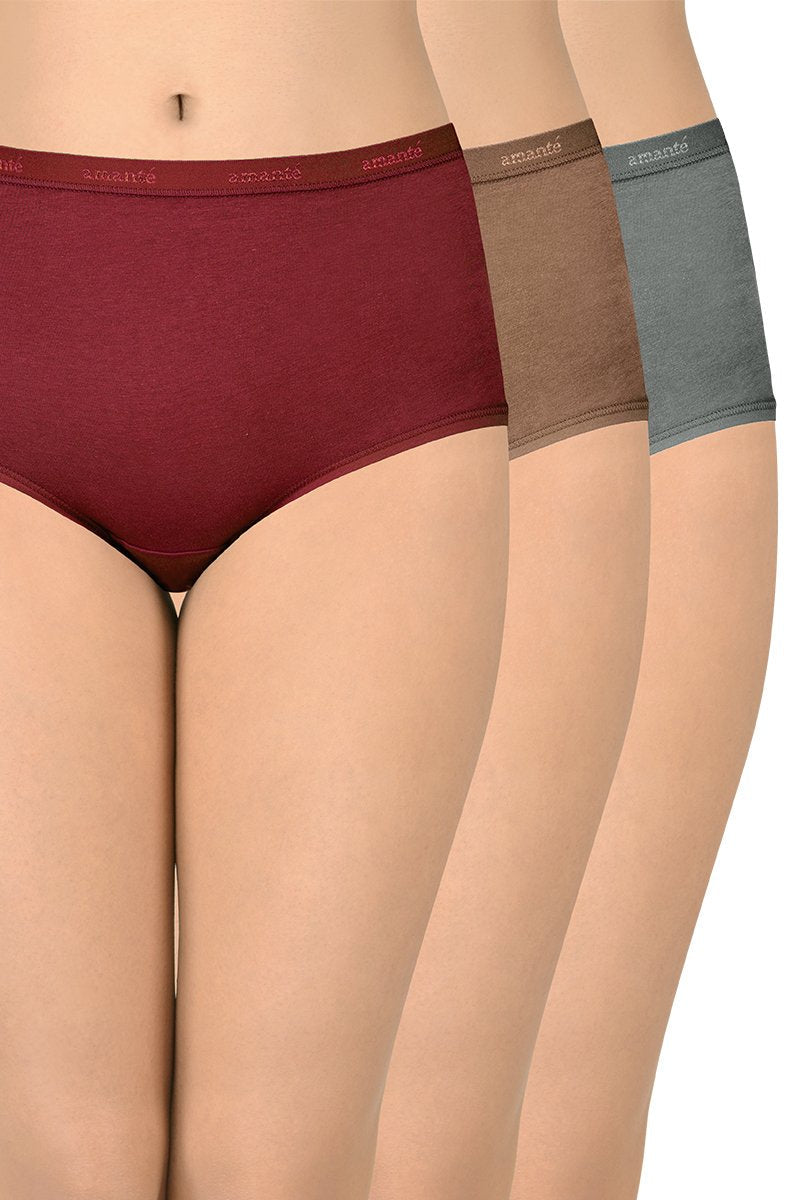 Solid Full Brief High Rise Panty (Pack of 3)