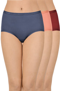 Solid High Rise Full Brief Panty (Pack of 3) - color option