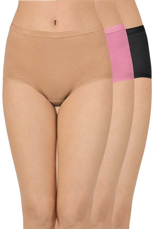 Solid High Rise Full Brief Panty (Pack of 3)