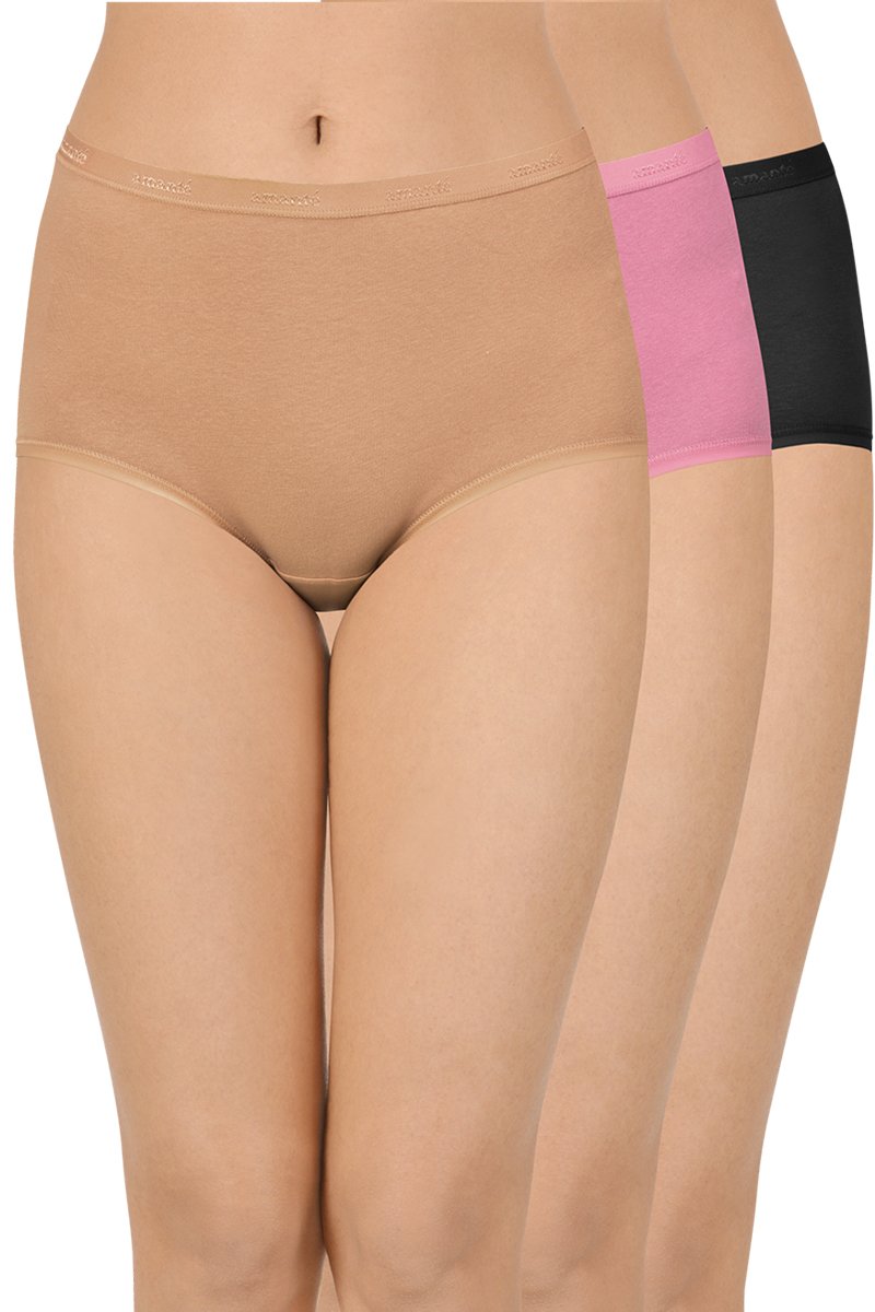 Solid High Rise Full Brief Panty (Pack of 3) - Image 1 of 10