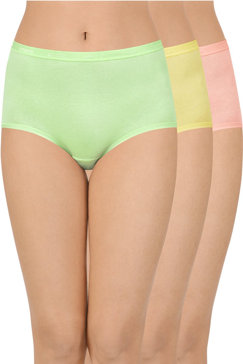 Solid High Rise Full Brief Panty (Pack of 3) - Image 1 of 10
