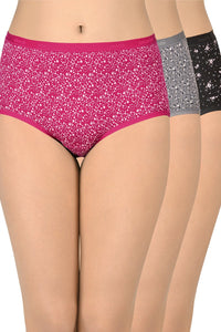Printed High Rise Full Brief (Pack of 3) - color option