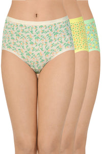 Printed High Rise Full Brief Panty (Pack of 3) - color option
