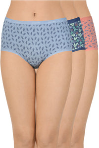 Printed High Rise Full Brief Panty (Pack of 3) - color option