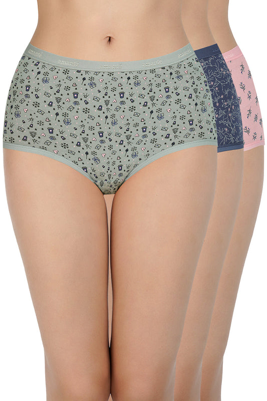 Printed High Rise Full Brief (Pack of 3)