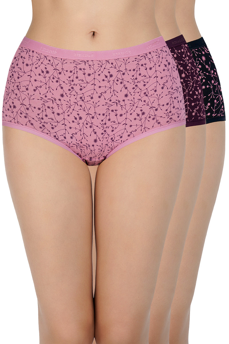 Printed High Rise Full Brief (Pack of 3) - Image 1 of 10