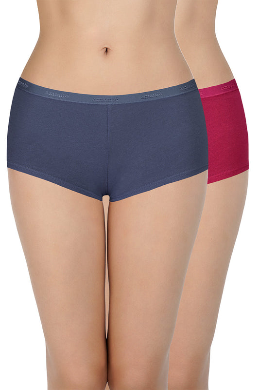 Solid Mid Rise Boyshorts (Pack of 2)
