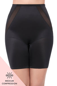 Solid Full Coverage High Rise Thigh Shaper - Black - color option