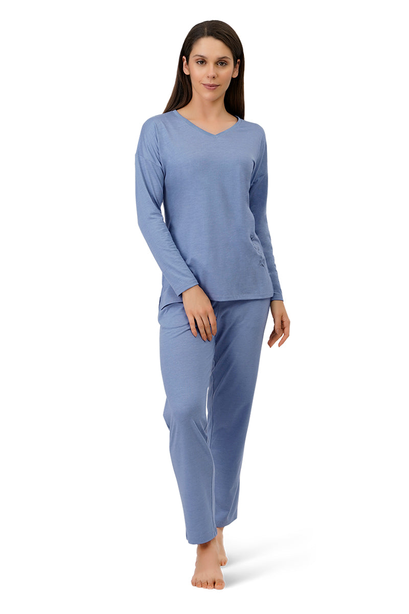 Cotton Blend Full Length Pyjama Bottom - Tempest