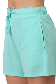 Cotton Blend Sleep Shorts - Aruba Blue