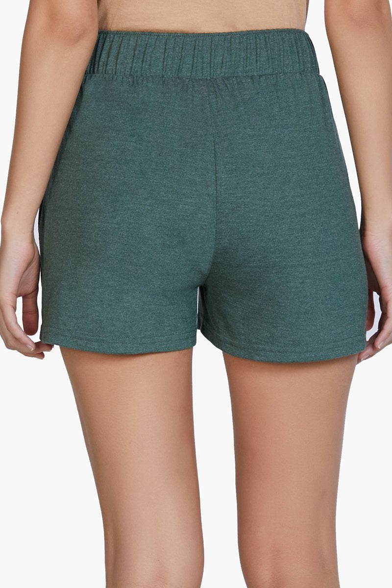 Cotton Blend Sleep Shorts - Olive - Image 3 of 5